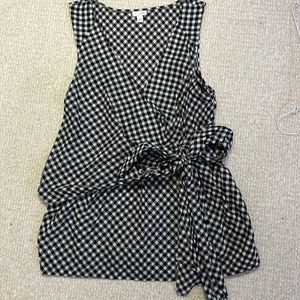 Classic black and white checked peplum top